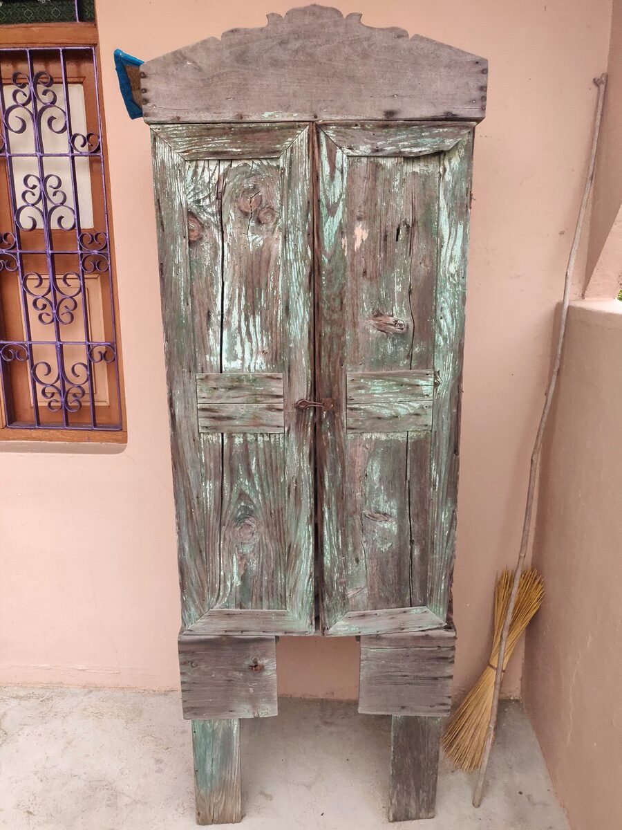 Weathered traditional wooden cupboard